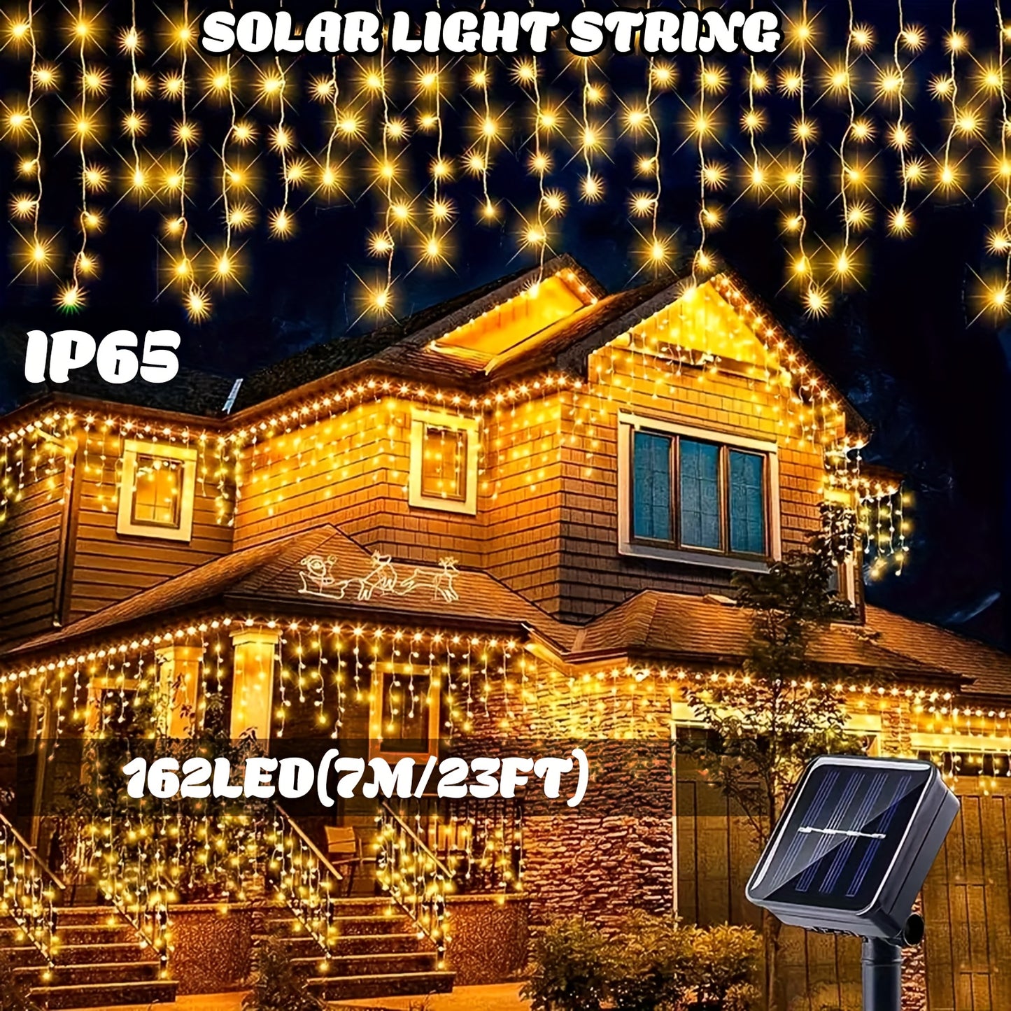The PLB Solar Cascade Icicle String Lights (162/96 LED)