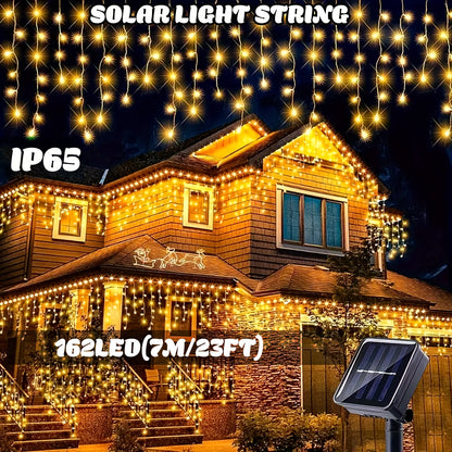 The PLB Solar Cascade Icicle String Lights (162/96 LED)