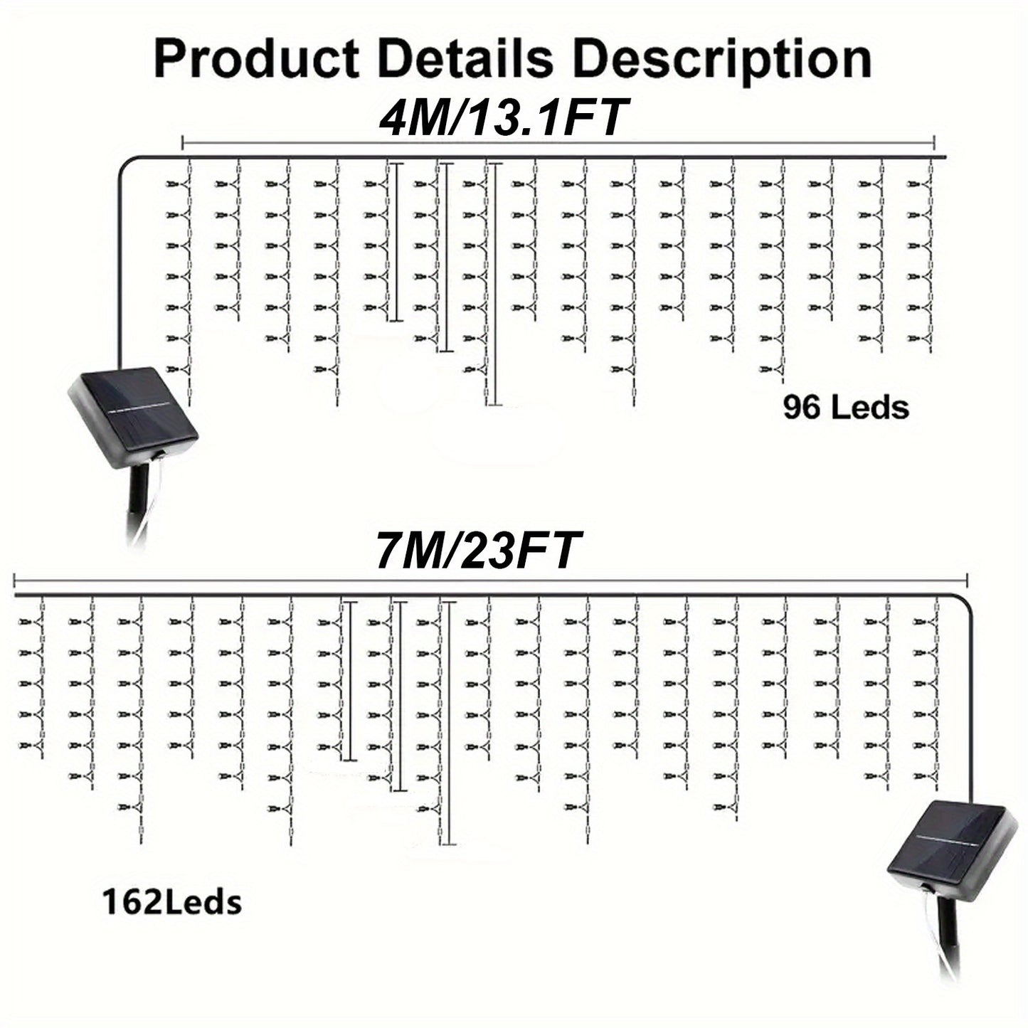 The PLB Solar Cascade Icicle String Lights (162/96 LED)
