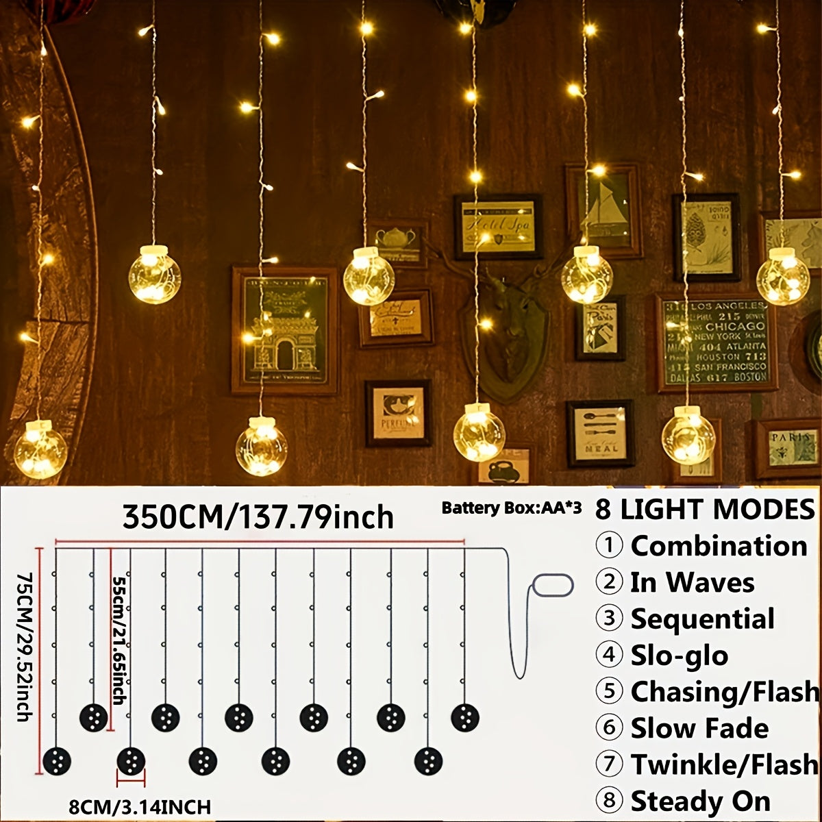 Clarity Sphere String Lights. 3m, 108 lights